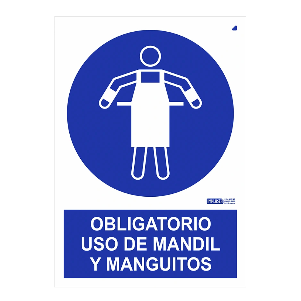 image_1024-1477.jpg Señal obligatorio uso de mandil y manguitos 29,7x21cm - Imagen 1