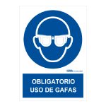 Señal obligatorio uso de gafas 29,7X21cm