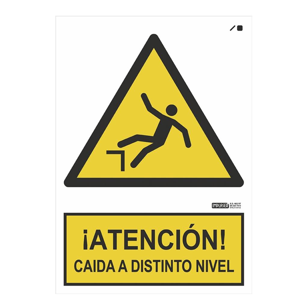 image_1024-1504.jpg Señal ¡ATENCIÓN! Caída a distinto nivel 29,7x21cm - Imagen 1