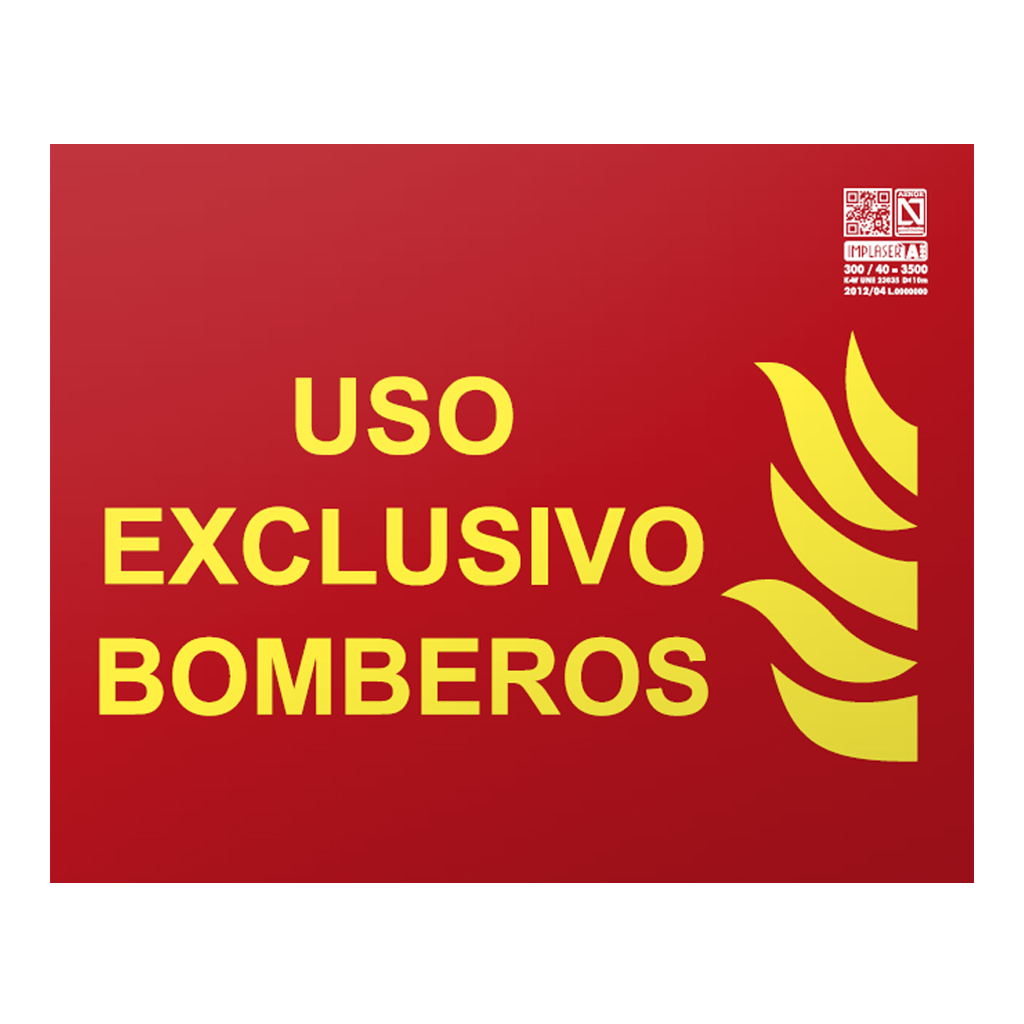 image_1024-1568.jpg Señal uso exclusivo bomberos Clase A 25x20cm - Imagen 1