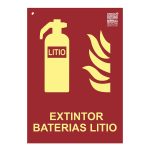 Señal extintor baterías litio Clase A 29,7x21cm