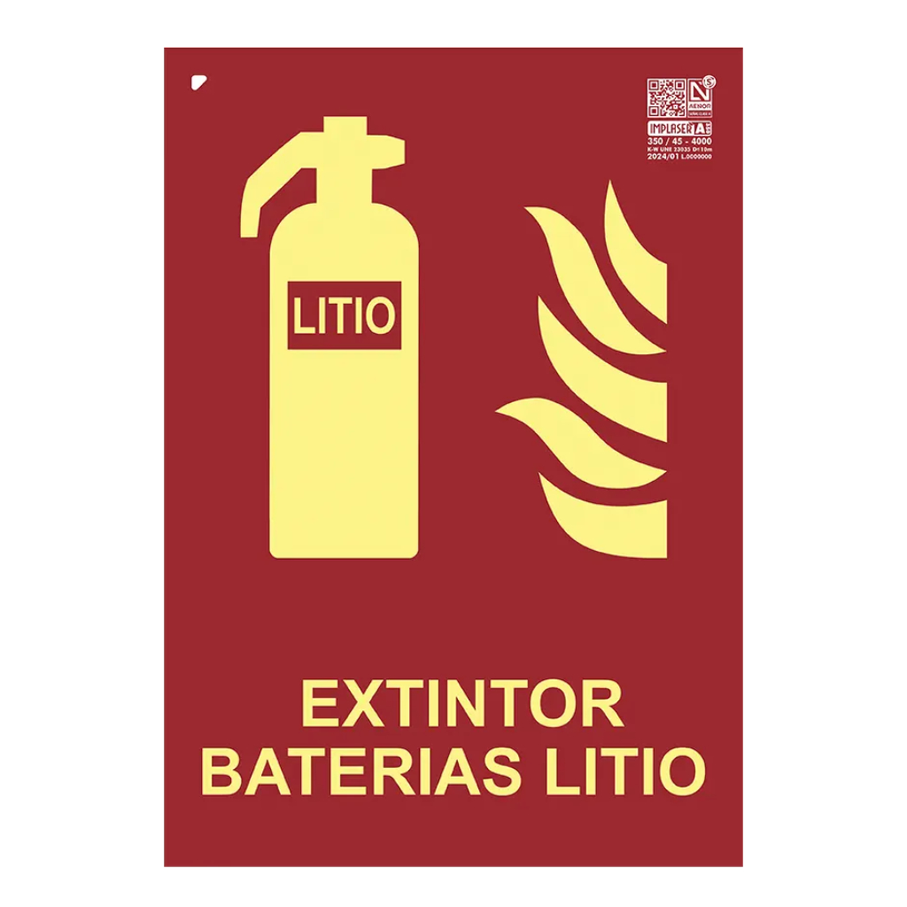 image_1024-1582.jpg Señal extintor baterías litio Clase A 29,7x21cm - Imagen 1