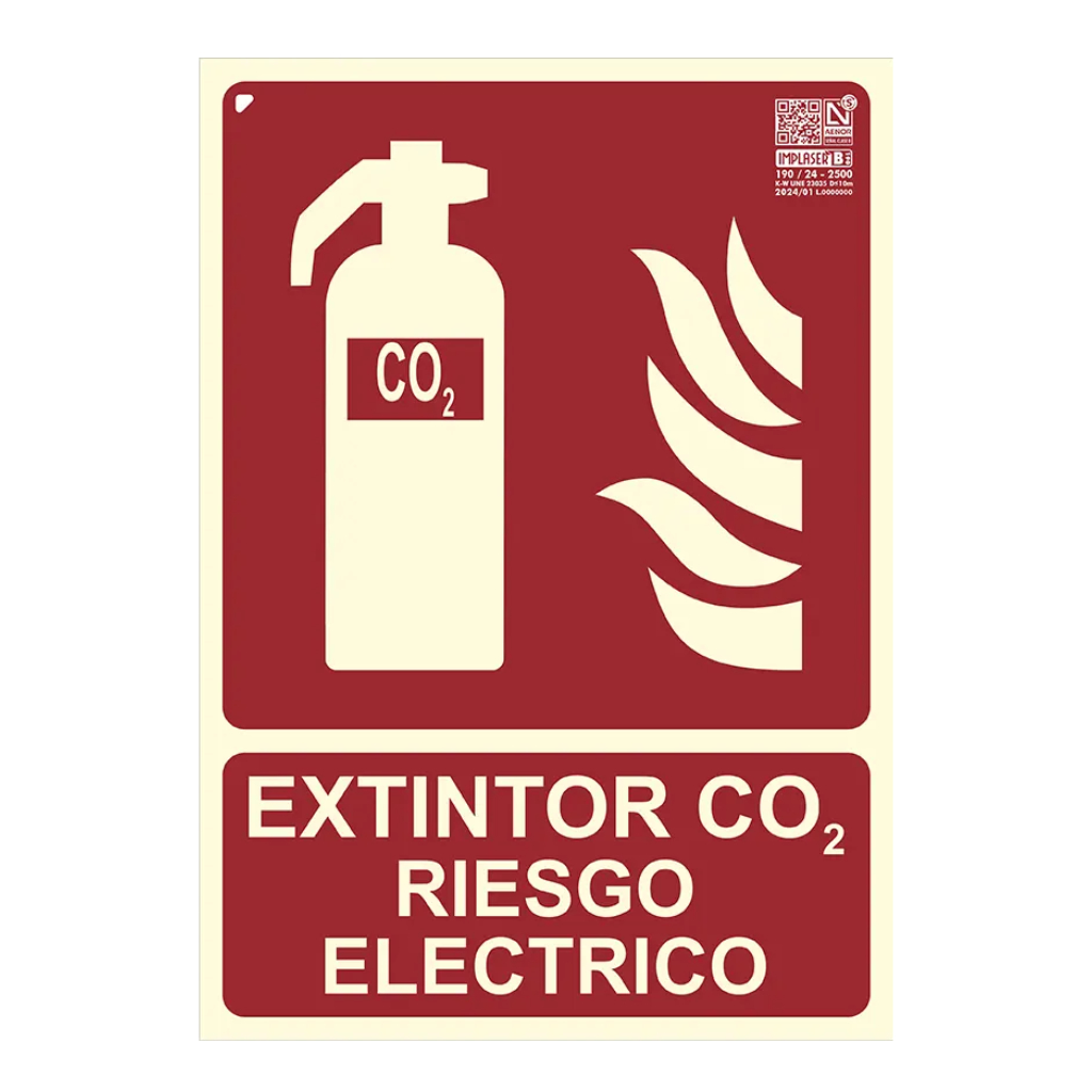 image_1024-1628.jpg Señal extintor CO2 riesgo eléctrico 29,7x21cm - Imagen 1